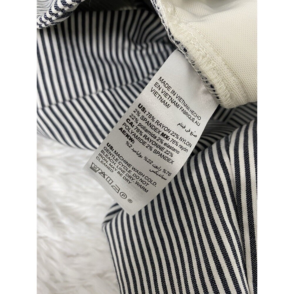 Chico's Dress Pants Women's Size 2R 12 L Navy Blue White Pinstripe  Stretch - Picture 8 of 14